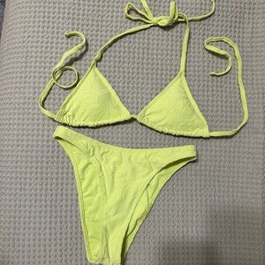 Aerie Terry Bikini Set. Triangle top & high waist high leg bottoms